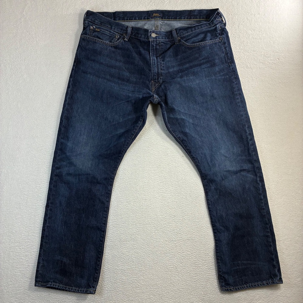 Polo Ralph Lauren Varick Slim Straight Jeans Men 40x30 Blue Faded Whiskered